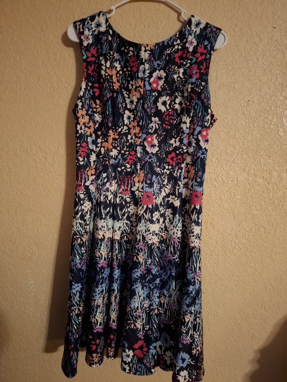 Roz & Ali Navy Floral Midi Dress with Multicolor Blooms